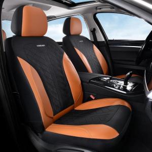 imageCoverado Automotive Seat Covers Full Set Luxury Car Seat Covers Leather Seat Covers Mesh Design Pink Driver Seat Protectors Universal Fit for SUVs Trucks SedansBrownBlack