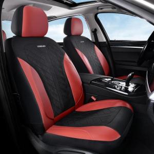 imageCoverado Automotive Seat Covers Full Set Luxury Car Seat Covers Leather Seat Covers Mesh Design Pink Driver Seat Protectors Universal Fit for SUVs Trucks SedansRedBlack