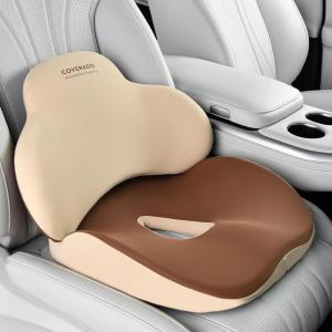 imageCoverado Seat Cushion and Lumbar Support Pillow One Piece for Car Office Chair Ergonomic Memory Foam Desk Chair Cushion Back Support Pillow Sciatica ampamp Back ampamp Tailbone Pain Relief CushionGraySeat Cushion  Lumbar Supportbeige