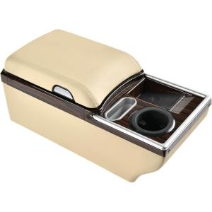 imageCoverado Center Console Universal Bench Seat Center Console Truck Back Seat Car Organizer with Cup Holder Rear Central Car Armrest Box with Storage BeigeBeige