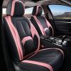 imageCoverado Seat Covers Car Seat Covers Front Seats Nappa Leather Seat Covers for Cars Waterproof Car Seat Protector with Lumbar Support Front Seat Covers Universal Fit for Most Cars BlackampampPink
