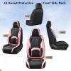 imageCoverado Seat Covers Car Seat Covers Front Seats Nappa Leather Seat Covers for Cars Waterproof Car Seat Protector with Lumbar Support Front Seat Covers Universal Fit for Most Cars BlackampampPink