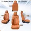 imageCoverado Car Seat Covers Leather Seat Covers Full Set Beige Seat Covers Car Seat Cushion Driver Car Seat Covers Waterproof Car Seat Protector Fit for Most CarsBrown