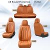 imageCoverado Car Seat Covers Leather Seat Covers Full Set Beige Seat Covers Car Seat Cushion Driver Car Seat Covers Waterproof Car Seat Protector Fit for Most CarsBrown