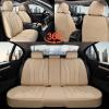 imageCoverado Car Seat Covers Leather Seat Covers Full Set Beige Seat Covers Car Seat Cushion Driver Car Seat Covers Waterproof Car Seat Protector Fit for Most CarsBeige