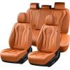 imageCoverado Car Seat Covers Leather Seat Covers Full Set Beige Seat Covers Car Seat Cushion Driver Car Seat Covers Waterproof Car Seat Protector Fit for Most CarsBrown