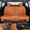 imageCoverado Car Seat Covers Leather Seat Covers Full Set Beige Seat Covers Car Seat Cushion Driver Car Seat Covers Waterproof Car Seat Protector Fit for Most CarsBrown