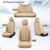 imageCoverado Car Seat Covers Leather Seat Covers Full Set Beige Seat Covers Car Seat Cushion Driver Car Seat Covers Waterproof Car Seat Protector Fit for Most CarsBeige