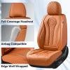 imageCoverado Car Seat Covers Leather Seat Covers Full Set Beige Seat Covers Car Seat Cushion Driver Car Seat Covers Waterproof Car Seat Protector Fit for Most CarsBrown