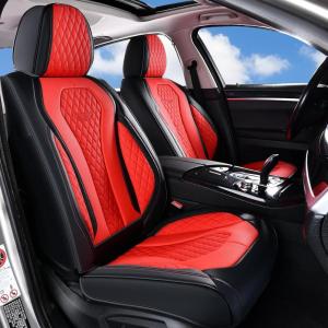 imageCoverado Car Seat Covers Leather Seat Covers Full Set Beige Seat Covers Car Seat Cushion Driver Car Seat Covers Waterproof Car Seat Protector Fit for Most CarsRedBlack