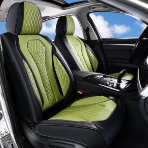 imageCoverado Car Seat Covers Leather Seat Covers Full Set Beige Seat Covers Car Seat Cushion Driver Car Seat Covers Waterproof Car Seat Protector Fit for Most CarsBlackGreen