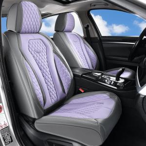 imageCoverado Car Seat Covers Leather Seat Covers Full Set Beige Seat Covers Car Seat Cushion Driver Car Seat Covers Waterproof Car Seat Protector Fit for Most CarsGrayPurple