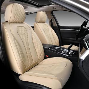 imageCoverado Car Seat Covers Leather Seat Covers Full Set Beige Seat Covers Car Seat Cushion Driver Car Seat Covers Waterproof Car Seat Protector Fit for Most CarsBeige