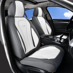 imageCoverado Car Seat Covers Leather Seat Covers Full Set Beige Seat Covers Car Seat Cushion Driver Car Seat Covers Waterproof Car Seat Protector Fit for Most CarsWhite