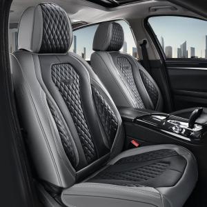 imageCoverado Car Seat Covers Leather Seat Covers Full Set Beige Seat Covers Car Seat Cushion Driver Car Seat Covers Waterproof Car Seat Protector Fit for Most CarsGrayBlack