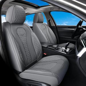 imageCoverado Car Seat Covers Leather Seat Covers Full Set Beige Seat Covers Car Seat Cushion Driver Car Seat Covers Waterproof Car Seat Protector Fit for Most CarsGray