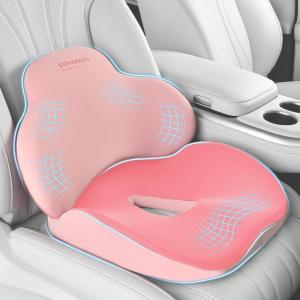 imageCoverado Seat Cushion and Lumbar Support Pillow One Piece for Car Office Chair Ergonomic Memory Foam Desk Chair Cushion Back Support Pillow Sciatica ampamp Back ampamp Tailbone Pain Relief CushionBlackSeat Cushion  Lumbar Supportpink