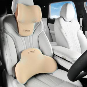 imageCoverado Seat Cushion and Lumbar Support Pillow One Piece for Car Office Chair Ergonomic Memory Foam Desk Chair Cushion Back Support Pillow Sciatica ampamp Back ampamp Tailbone Pain Relief CushionBlackLumbar Support  Headrestbeige