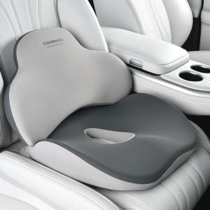 imageCoverado Seat Cushion and Lumbar Support Pillow One Piece for Car Office Chair Ergonomic Memory Foam Desk Chair Cushion Back Support Pillow Sciatica ampamp Back ampamp Tailbone Pain Relief CushionBlackSeat Cushion  Lumbar Supportgray