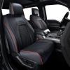imageCoverado Full Set F150 Seat Covers Waterproof Faux Leather Full Coverage Protector for 20152025 Ford F150 ampamp 20172025 F250 F350 F450 Crew Cab Black Truck Interior Car Seat Cushion CoversRed line