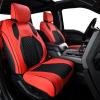 imageCoverado Full Set F150 Seat Covers Waterproof Faux Leather Full Coverage Protector for 20152025 Ford F150 ampamp 20172025 F250 F350 F450 Crew Cab Black Truck Interior Car Seat Cushion CoversRed