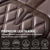 imageCoverado Car Seat Covers Full Set Faux Leather Seat Covers for Car Waterproof Car Seat Protectors 5 Seats Automotive Seat Covers Universal Fit for Most Cars SUV Trucks BlackampampWhiteBright Brown