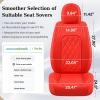imageCoverado Car Seat Covers Full Set Faux Leather Seat Covers for Car Waterproof Car Seat Protectors 5 Seats Automotive Seat Covers Universal Fit for Most Cars SUV Trucks BlackampampWhiteARed