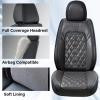imageCoverado Car Seat Covers Full Set Faux Leather Seat Covers for Car Waterproof Car Seat Protectors 5 Seats Automotive Seat Covers Universal Fit for Most Cars SUV Trucks BlackampampWhiteBright Black