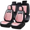 imageCoverado Car Seat Covers Full Set Faux Leather Seat Covers for Car Waterproof Car Seat Protectors 5 Seats Automotive Seat Covers Universal Fit for Most Cars SUV Trucks BlackampampWhiteABlackPink