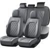 imageCoverado Car Seat Covers Full Set Faux Leather Seat Covers for Car Waterproof Car Seat Protectors 5 Seats Automotive Seat Covers Universal Fit for Most Cars SUV Trucks BlackampampWhiteAGray