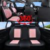 imageCoverado Car Seat Covers Full Set Faux Leather Seat Covers for Car Waterproof Car Seat Protectors 5 Seats Automotive Seat Covers Universal Fit for Most Cars SUV Trucks BlackampampWhiteABlackPink
