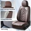 imageCoverado Car Seat Covers Full Set Faux Leather Seat Covers for Car Waterproof Car Seat Protectors 5 Seats Automotive Seat Covers Universal Fit for Most Cars SUV Trucks BlackampampWhiteBright Brown
