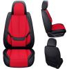imageCoverado Car Seat Covers Full Set Faux Leather Seat Covers for Car Waterproof Car Seat Protectors 5 Seats Automotive Seat Covers Universal Fit for Most Cars SUV Trucks BlackampampWhiteFabricBlackRed