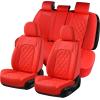 imageCoverado Car Seat Covers Full Set Faux Leather Seat Covers for Car Waterproof Car Seat Protectors 5 Seats Automotive Seat Covers Universal Fit for Most Cars SUV Trucks BlackampampWhiteARed