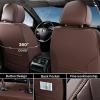 imageCoverado Car Seat Covers Full Set Faux Leather Seat Covers for Car Waterproof Car Seat Protectors 5 Seats Automotive Seat Covers Universal Fit for Most Cars SUV Trucks BlackampampWhiteBright Brown