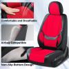 imageCoverado Car Seat Covers Full Set Faux Leather Seat Covers for Car Waterproof Car Seat Protectors 5 Seats Automotive Seat Covers Universal Fit for Most Cars SUV Trucks BlackampampWhiteFabricBlackRed