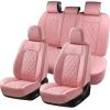 imageCoverado Car Seat Covers Full Set Faux Leather Seat Covers for Car Waterproof Car Seat Protectors 5 Seats Automotive Seat Covers Universal Fit for Most Cars SUV Trucks BlackampampWhiteAPink