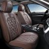 imageCoverado Car Seat Covers Full Set Faux Leather Seat Covers for Car Waterproof Car Seat Protectors 5 Seats Automotive Seat Covers Universal Fit for Most Cars SUV Trucks BlackampampWhiteBright Brown