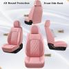 imageCoverado Car Seat Covers Full Set Faux Leather Seat Covers for Car Waterproof Car Seat Protectors 5 Seats Automotive Seat Covers Universal Fit for Most Cars SUV Trucks BlackampampWhiteAPink