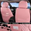 imageCoverado Car Seat Covers Full Set Faux Leather Seat Covers for Car Waterproof Car Seat Protectors 5 Seats Automotive Seat Covers Universal Fit for Most Cars SUV Trucks BlackampampWhiteAPink