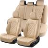 imageCoverado Car Seat Covers Full Set Faux Leather Seat Covers for Car Waterproof Car Seat Protectors 5 Seats Automotive Seat Covers Universal Fit for Most Cars SUV Trucks BlackampampWhiteABeige