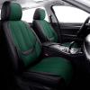 imageCoverado Car Seat Covers Full Set Faux Leather Seat Covers for Car Waterproof Car Seat Protectors 5 Seats Automotive Seat Covers Universal Fit for Most Cars SUV Trucks BlackampampWhiteFabricGreen