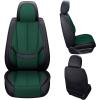 imageCoverado Car Seat Covers Full Set Faux Leather Seat Covers for Car Waterproof Car Seat Protectors 5 Seats Automotive Seat Covers Universal Fit for Most Cars SUV Trucks BlackampampWhiteFabricGreen