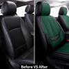 imageCoverado Car Seat Covers Full Set Faux Leather Seat Covers for Car Waterproof Car Seat Protectors 5 Seats Automotive Seat Covers Universal Fit for Most Cars SUV Trucks BlackampampWhiteFabricGreen