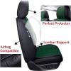 imageCoverado Car Seat Covers Full Set Faux Leather Seat Covers for Car Waterproof Car Seat Protectors 5 Seats Automotive Seat Covers Universal Fit for Most Cars SUV Trucks BlackampampWhiteFabricGreen