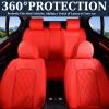 imageCoverado Car Seat Covers Full Set Faux Leather Seat Covers for Car Waterproof Car Seat Protectors 5 Seats Automotive Seat Covers Universal Fit for Most Cars SUV Trucks BlackampampWhiteARed