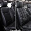 imageCoverado Car Seat Covers Full Set Faux Leather Seat Covers for Car Waterproof Car Seat Protectors 5 Seats Automotive Seat Covers Universal Fit for Most Cars SUV Trucks BlackampampWhiteFabricBlack