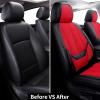 imageCoverado Car Seat Covers Full Set Faux Leather Seat Covers for Car Waterproof Car Seat Protectors 5 Seats Automotive Seat Covers Universal Fit for Most Cars SUV Trucks BlackampampWhiteFabricBlackRed