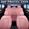 imageCoverado Car Seat Covers Full Set Faux Leather Seat Covers for Car Waterproof Car Seat Protectors 5 Seats Automotive Seat Covers Universal Fit for Most Cars SUV Trucks BlackampampWhiteAPink