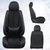 imageCoverado Car Seat Covers Full Set Faux Leather Seat Covers for Car Waterproof Car Seat Protectors 5 Seats Automotive Seat Covers Universal Fit for Most Cars SUV Trucks BlackampampWhiteFabricBlack